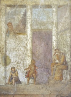 Roman fresco depicting Medea meditating on the killing of her children.