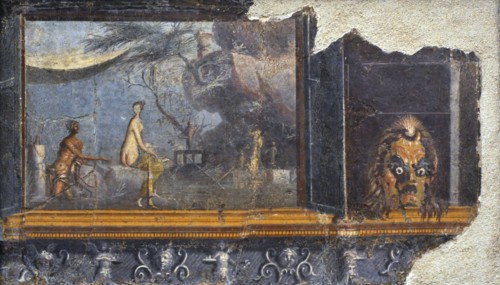 Panel with doors with a mask of Silenus.