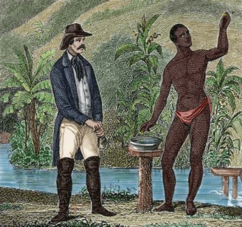 Foreman supervising the work of finding gold nuggets by slaves.