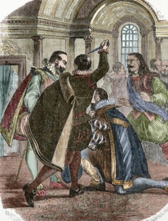Attempt to assassinate king Henry IV of France by Jean Chatel on December 1594.