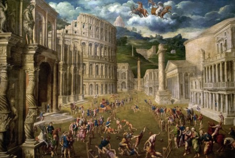 Fighting gladiators.