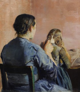 Braiding her Hair.