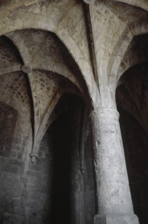 France. Aude. Castle of Queribus. Gothic room. Dome. 15th century.