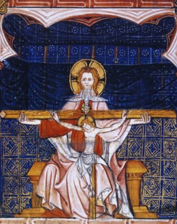 Holy Trinity. Father, the Son  and the Holy Spirit. Minitature.16th century. France.