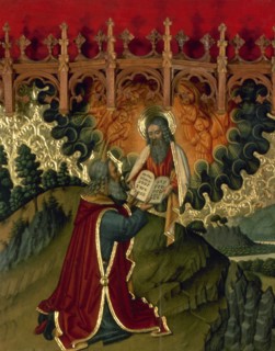 Jaume Huguet (1412-1492). Altarpiece of the Transfiguration. God giving Moses the Tablets of the Law. Spain.