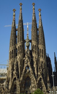 Spain. Barcelona. Basilica and Expiatory Church of the Holy Family by Antonio Gaudi Modernism style. Nativity facade.