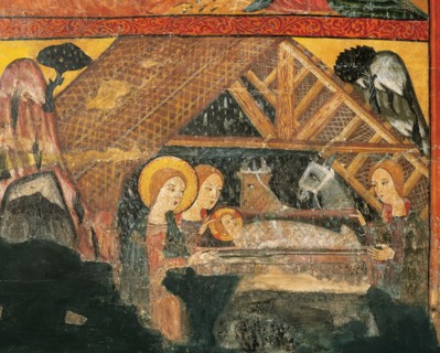 Nativity. Altarpiece of Bellver de Cerdanya. Painted wood. 14th C., by workshop of Seu D'Urgell.