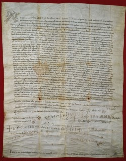 Parchment of Cathedral of St. Peter of Vic .11th century. Caroligian minuscule.