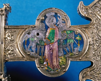 Processional cross of St Eulalia  by Francesc Vilardell. 1383. Gothic. Detail St. Eulalia.