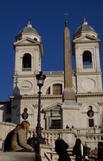 Obelisk in front of the Church of Santa Trinita dei Monti. Spanish steps.
