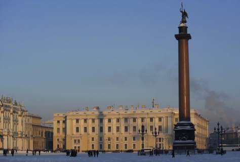 Alexander column in the Palace Square.