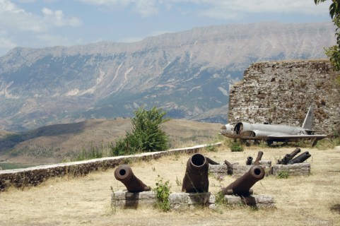 Cannons and American Air Force plane that landed in Albania in 1957 during the Cold War.