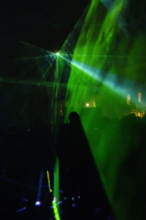 Laser show in the Piaza del Popolo square.