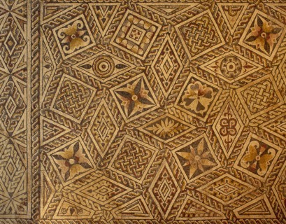Roman mosaic from Villa de las Tiendas. Geometric decoration. Merida (Augusta Emerita). Detail. 4th C. Spain.