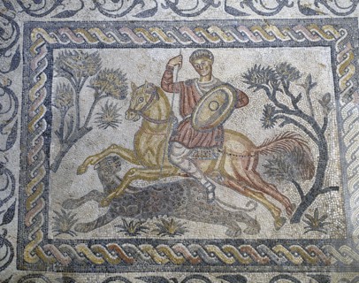Mosaic of a panther from the Roman Villa of Las Tiendas, Merida, Spain. Roman Civilization, 4th century