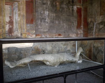 Plaster casts of victims' bodies.