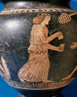 Stamnos. Greek pottery used to store liquids. Classic period. 5th century. Red-figures depicting heroes. From Bari, Italy.