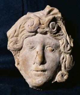 Head of Medusa. Roman relief. Terracotta. 50 BC-50 AD. From Catalonia. Spain.