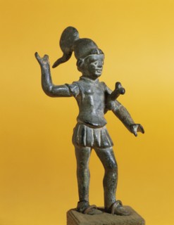 Statuette of Mars, god of war. Roman. Bronze. From Rome. 2nd-3rd century. Episcopal Museum of Vic. Catalonia. Spain.