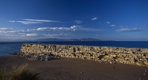 Spain. Catalonia. Empuries. Greek Jetty. 2nd-1st century B.C. Beach at Sant Marti d'EmpÃºries.