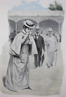 Elegant woman on walk on the spa promenade