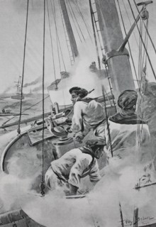 in the battle mast of a cruiser of the navy
