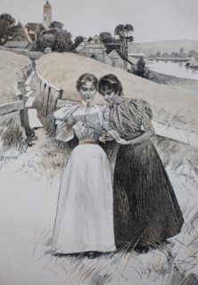 Two girls read a love letter together