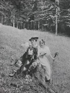 Young couple feels caught at a meeting on the alm