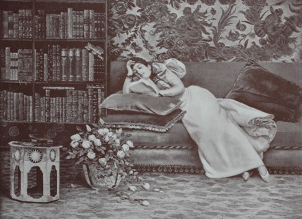 Woman reading in the library