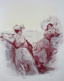 Two women in summer fresh at the sea