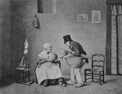 old woman offers her husband a pinch of snuff