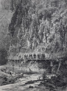 Pilgrim procession on the Mürzbridge to the death woman
