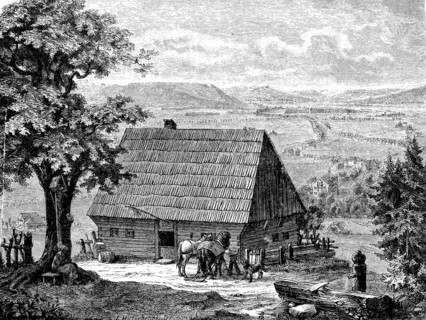 The small inn Judenbacher Luther Wirtshaus on the mountain Schoenberg near city of Sonneberg
