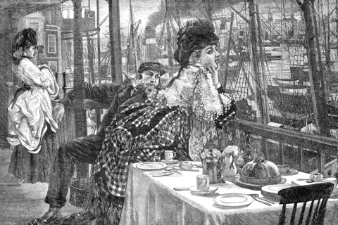 on board on a ship on the Thames