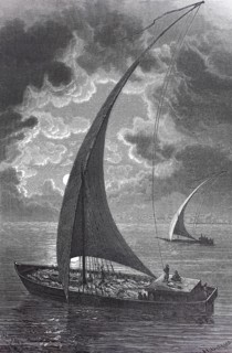 Sailing ships on the upper reaches of the Nile