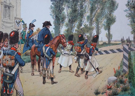 the troops of Napoleon I. in october 1805 under general Kellermann passed near sickershausen the prussian area  /  Die Truppen von Napoleon I. im Oktober 1805 unter General Kellermann passierten in de...