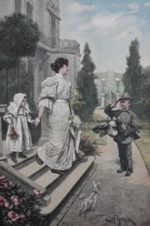 juvenile dealer for household goods and mousetrap stands in front of a property  /  jugendlicher Händler
