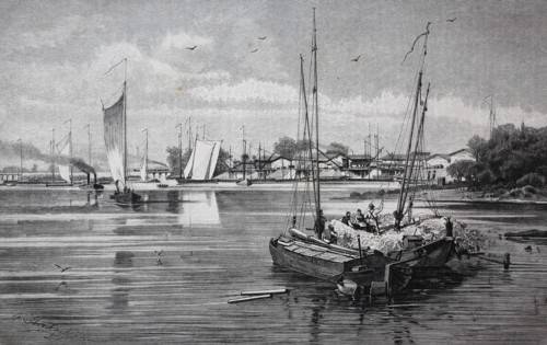the harbor of Wallwitzhafen on river Elbe