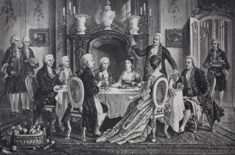 a festive table in honor of Mozart in the house of Schikaneder