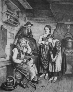craftsman tries to repair a broken jug  /  Handwerker versucht