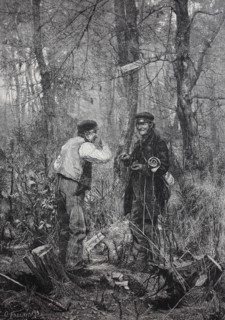 forest workers during a break  /  Waldarbeiter während einer Pause