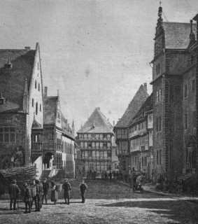 the market square Holzmarkt at Halberstadt