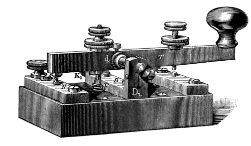 A telegraph key is a switching device used primarily to send Morse code  /  Ein Telegraphenschlüssel ist ein Schaltgerät
