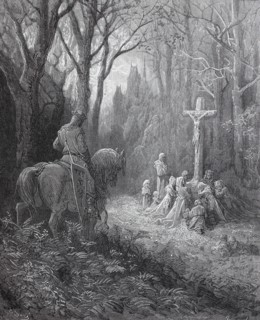 the return of a knight after a victory of the crusaders