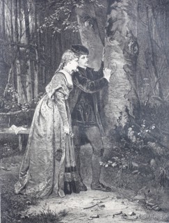couple in love in the forest carves a heart in a tree trunk  /  Verliebtes Paar im Wald ritzt ein Herz in einen Baumstamm