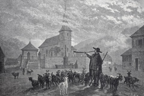 goatherd in a village in Alsace