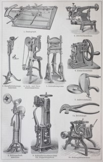 various machines for the production of shoes  /  verschiedene Maschinen zur Herstellung von Schuhen