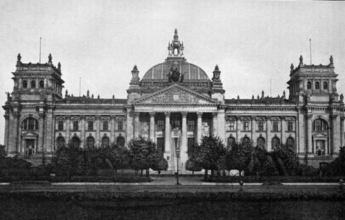 The west facade of the Reichstag building in Berlin