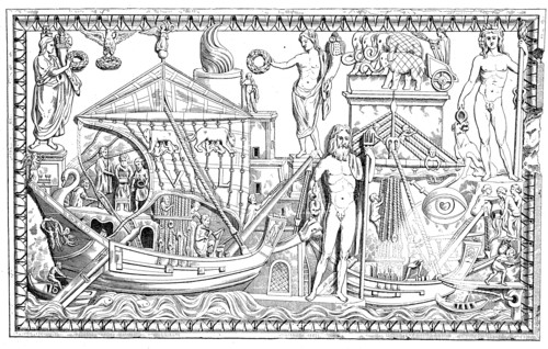 The Tiber port with merchant ships in Rome
