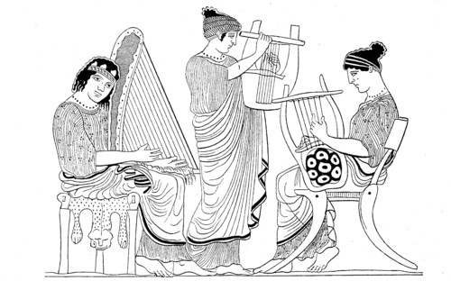 Musicians play on stringed instruments